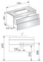 Keuco Edition 400 31572 тумба под раковину 105x53,5 схема 3