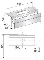 Keuco Edition 400 31573 тумба под раковину 140x53,5 схема 2