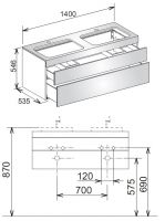 Keuco Edition 400 31574 тумба под раковину 140x53,5 схема 2