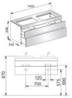 Keuco Edition 400 31574 тумба под раковину 140x53,5 схема 3