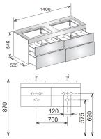 Keuco Edition 400 31575 тумба под раковину 140x53,5 схема 2