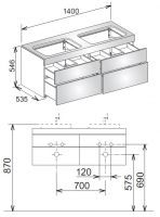 Keuco Edition 400 31575 тумба под раковину 140x53,5 схема 3