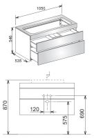 Keuco Edition 400 31582 тумба под раковину 105x53,5 схема 3