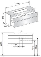 Keuco Edition 400 31583 тумба под раковину 140x53,5 схема 3