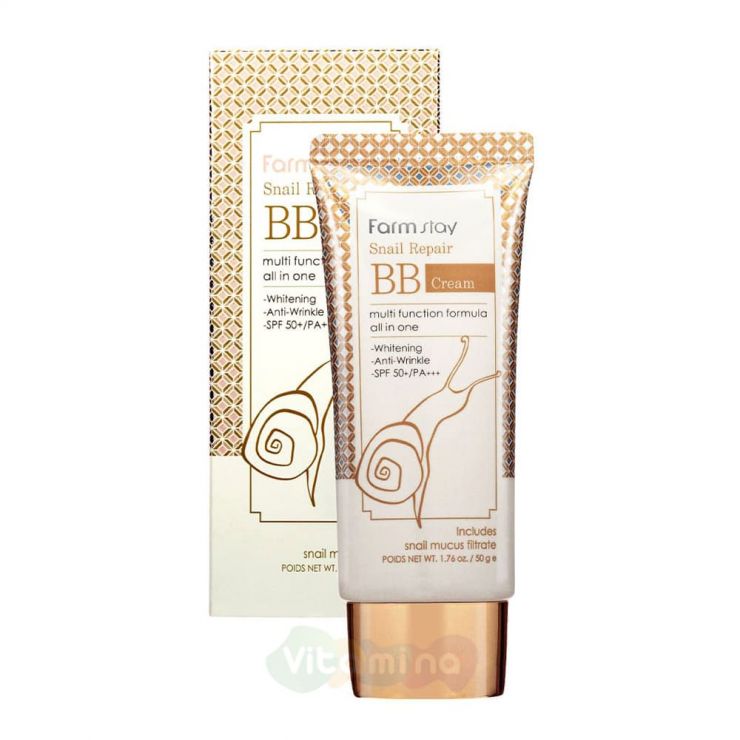 FarmStay Восстанавливающий ВВ-крем с улиточным муцином Snail Repair BB Cream SPF50+/PA+++, 50 мл