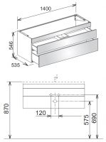 Keuco Edition 400 31561 тумба под раковину 140x53,5 схема 1