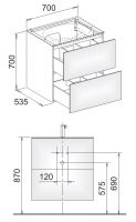 Keuco Edition 11 31342 тумба под раковину 70x53,5 схема 1