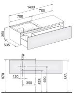 Keuco Edition 11 31165 тумба под раковину 140x53,5 схема 1