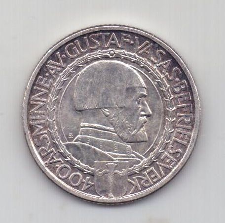 2 кроны 1921 года AUNC Швеция