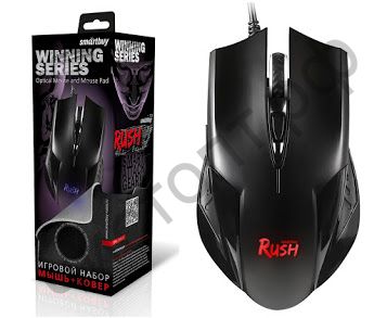 Мышь провод. игров. Smartbuy RUSH черная + коврик (SBM-726G-K)