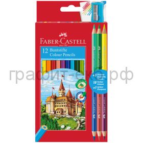 Карандаши цв.12цв.Faber-Castell Замок+3шт.2х сторонн.110312