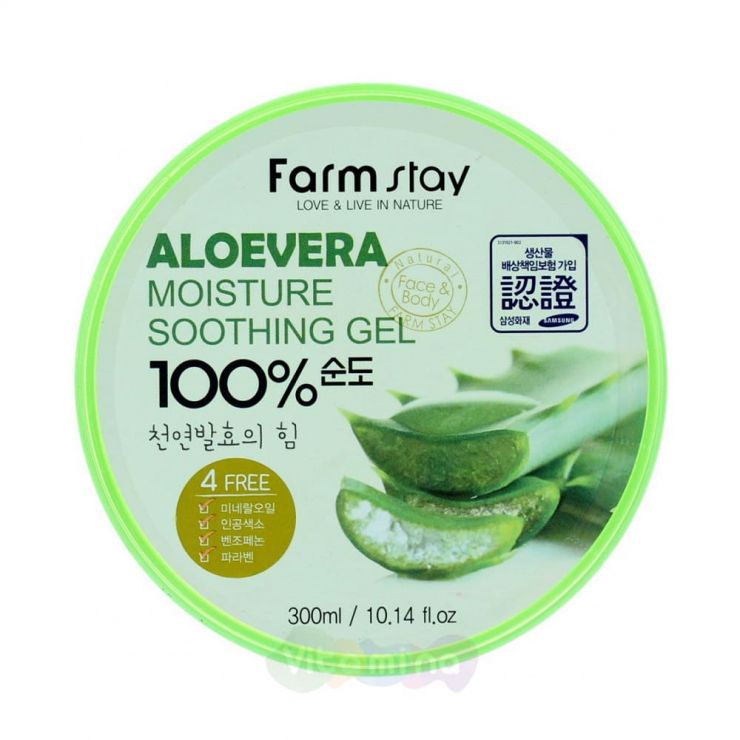 FarmStay Многофункциональный гель с экстрактом алоэ Aloe Vera Moisture Soothing Gel 100%, 300 мл