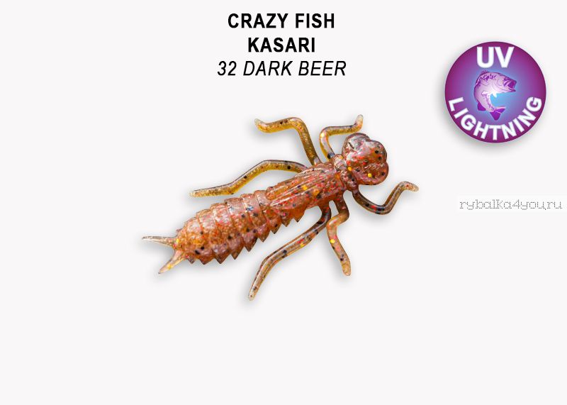 Мягкая приманка Crazy Fish Kasari (Плавающий) 1,6" 40мм / упаковка 6 шт/ цвет: 32-7 (запах креветка+кальмар)