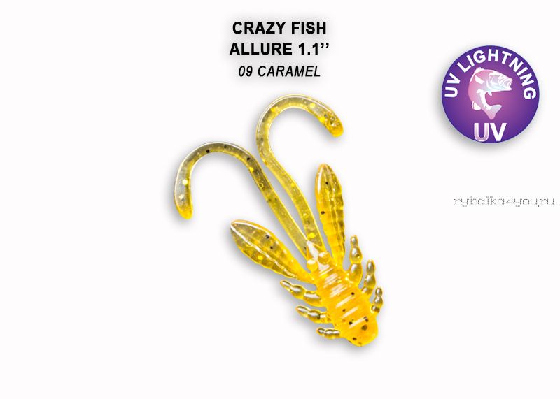 Мягкая приманка Crazy Fish Allure 1,1" 27мм / упаковка 10 шт / цвет: 9-6 (запах кальмар)