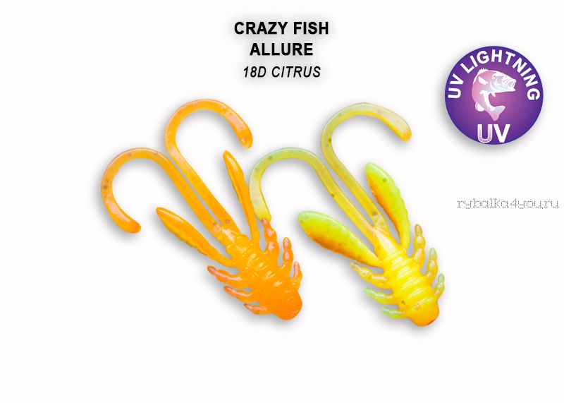 Мягкая приманка Crazy Fish Allure 1,6" 40мм / упаковка 8 шт / цвет: 18d-6 (запах кальмар)