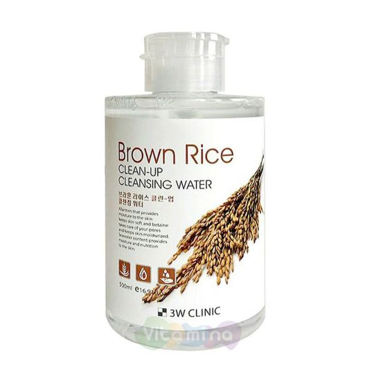 3W CLINIC Очищающая вода для снятия макияжа Clean-Up Cleansing Water, 500 мл