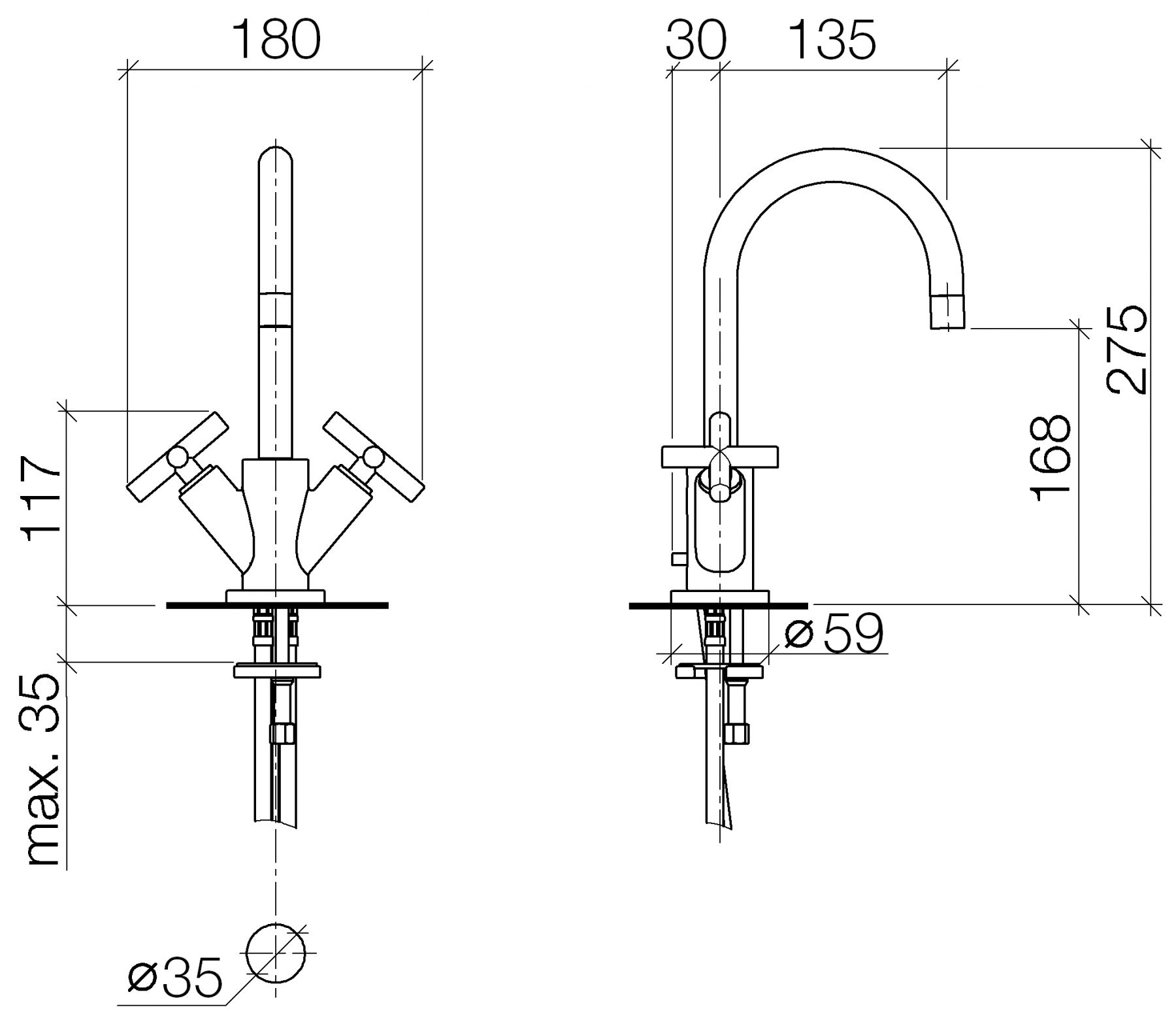 Dornbracht Tara. смеситель для раковины 22512892 схема 1