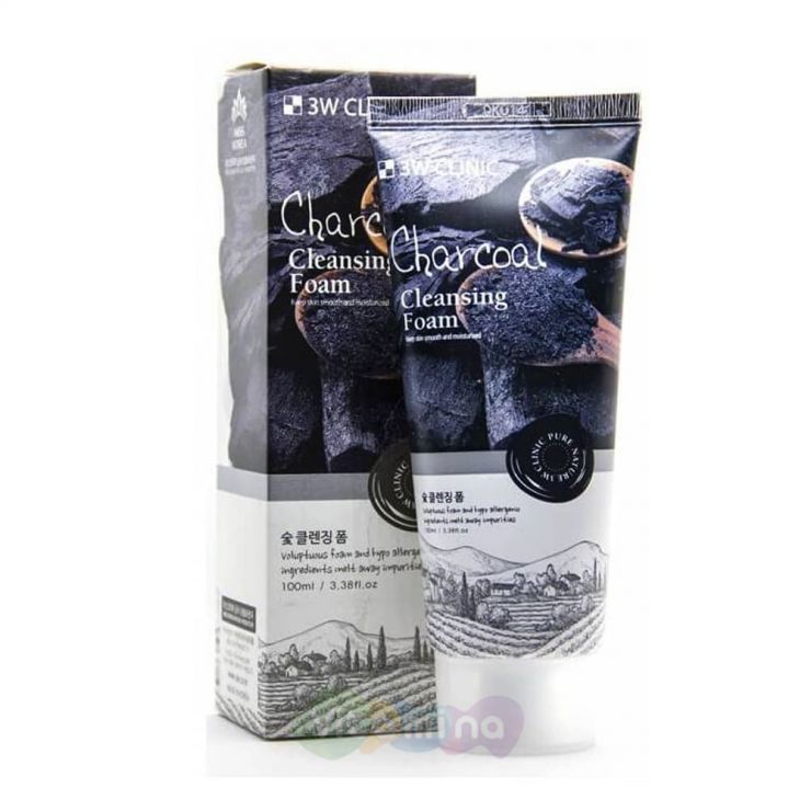 3W CLINIC Глубокоочищающая пенка для сужения пор Charcoal Cleansing Foam, 100 мл