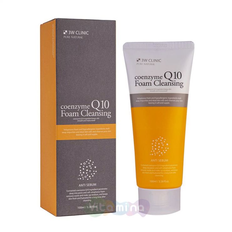 3W CLINIC Омолаживающая пенка с коэнзимом Coenzyme Q10 Foam Cleansing, 100 мл
