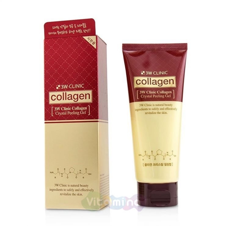 3W CLINIC Восстанавливающий пилинг-гель с коллагеном Collagen Crystal Peeling Gel, 180 мл