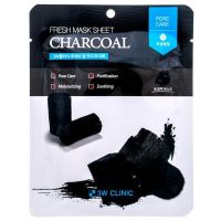 3W CLINIC Тканевая маска для лица с древесным углем Fresh Charcoal Mask Sheet, 23 гр
