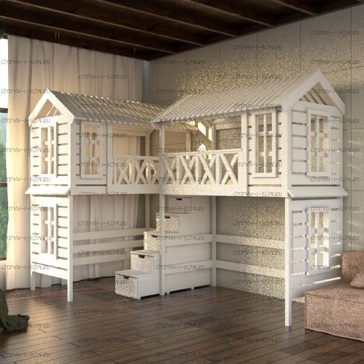 Кровать-чердак Домик угловой Felicia №8