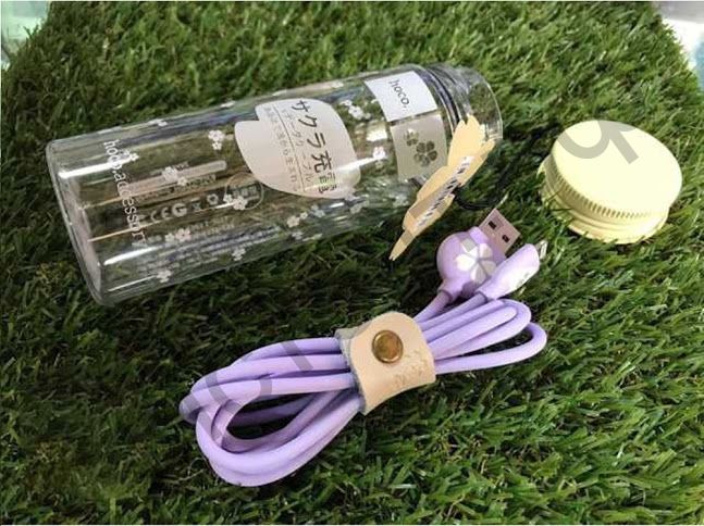 Кабель USB - Apple 8 pin HOCO JP15 Sakura, 1.2м, круглый, 2.4A, силикон, цвет: фиолетовый