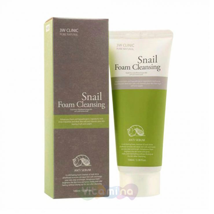 3W CLINIC Пенка для умывания с улиточным муцином Snail Foam Cleansing, 100 мл