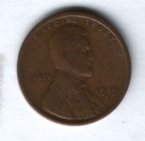 1 цент 1919 года S США