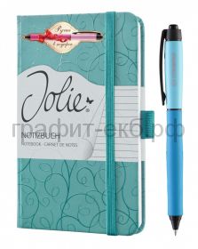 Книжка записная SIGEL JOLIE BEAUTY А6 174стр.лин.тв.обл. бирюзовая + ручка JN314-268/3-41-1