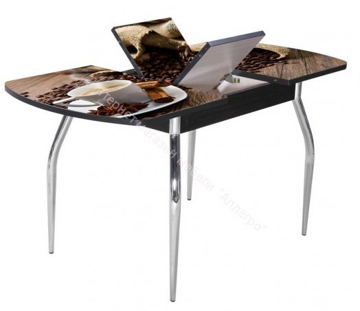 Стол раздвижной "Грация" (1,45) Венге/Фотопечать Кофе R 012