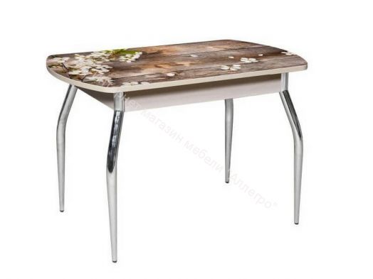 Стол раздвижной со стеклом "Грация" (1,45) Беленый дуб/Ветка вишни