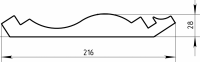Карниз 216мм.  28х216 мм