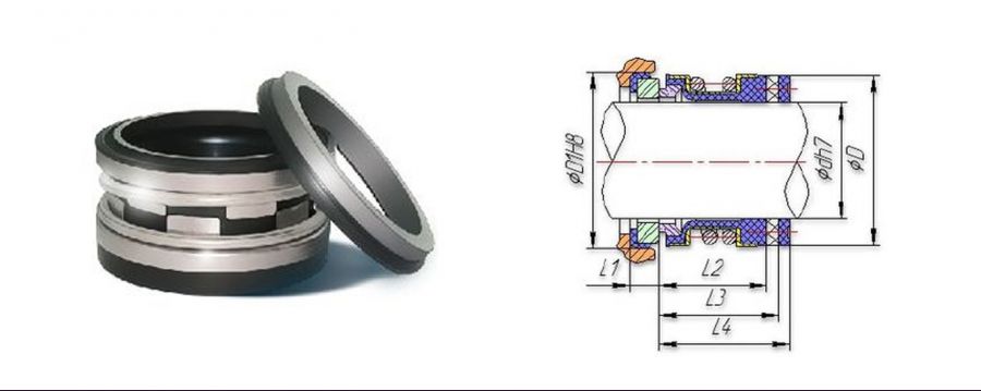 Торцевое уплотнение насоса ОНВ-170/6 T2100 sic/sic/epdm d50мм