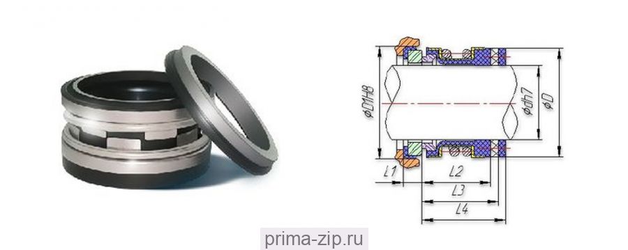 Торцевое уплотнение насоса ОНВ-170/6 T2100 sic/sic/epdm d50мм