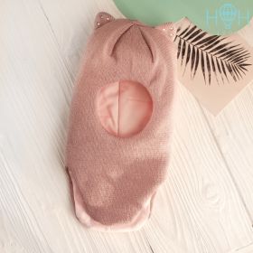 HOH ШЗ20-60361735 Шапка-шлем зимняя с ушками кошка и стразами на ушках, пудра