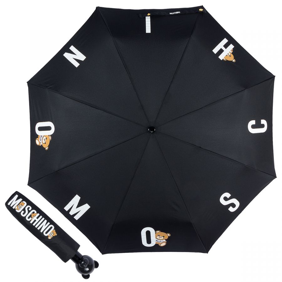 Зонт складной Moschino 8068-OCA Bear in the Logo Black