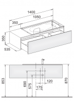 Keuco Edition 11 31164 тумба под раковину 140x53,5 схема 1