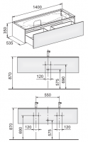 Keuco Edition 11 31361 тумба под раковину 140x53,5 схема 1