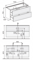 Keuco Edition 11 31362 тумба под раковину 140x53,5 схема 1