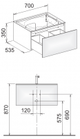 Keuco Edition 11 Planning 31241 тумба под раковину 70x53,5 схема 1