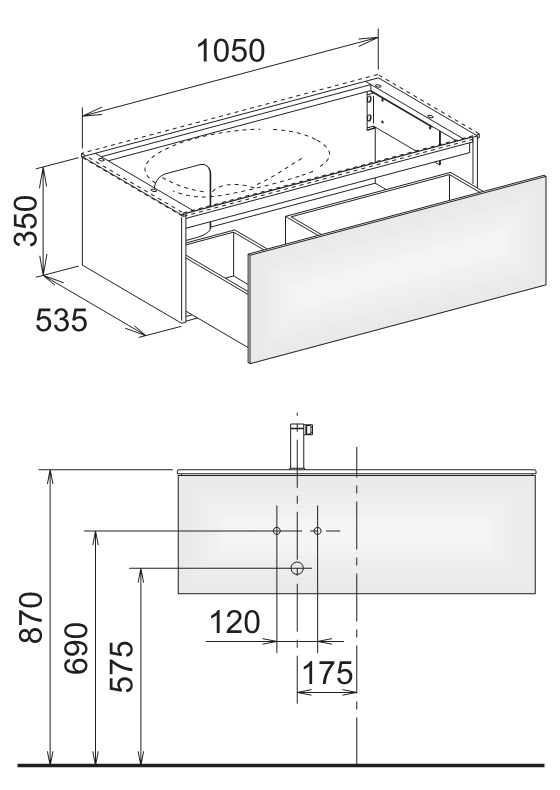 Keuco Edition 11 Planning 31253 тумба под раковину 105x53,5 схема 1