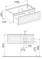 Keuco Edition 11 Planning 31254 тумба под раковину 105x53,5 схема 1