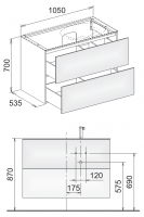 Keuco Edition 11 Planning 31256 тумба под раковину 105x53,5 схема 2