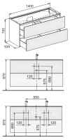 Keuco Edition 11 Planning 31362 тумба под раковину 140x53,5 схема 1