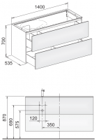 Keuco Edition 11 Planning 31268 тумба под раковину 140x53,5 схема 1