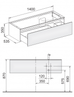 Keuco Edition 11 Planning 31266 тумба под раковину 140x53,5 схема 1