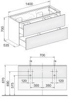 Keuco Edition 11 Planning 31264 тумба под раковину 140x53,5 схема 1