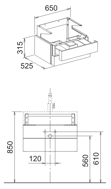 Keuco Edition 300 30364 тумба под раковину 65x52,5 схема 1