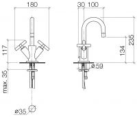 Dornbracht Tara. смеситель для раковины 22302892 схема 1